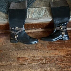 Michael Kors Black and Brown Over the Knee Boots